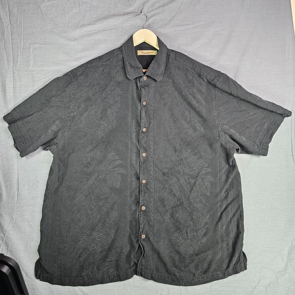 Tommy Bahamas Short Sleeve Button Up Black Men's Size 2XL